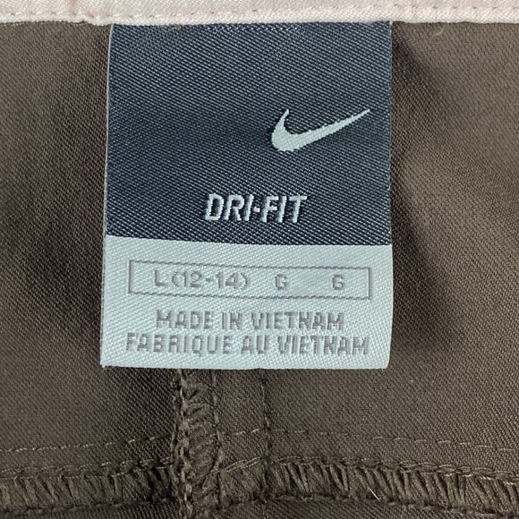 Y2K Nike Lightweight Dri-Fit Brown Pink Cargo Trousers Adjustable Waist Pants L - Picture 3 of 9